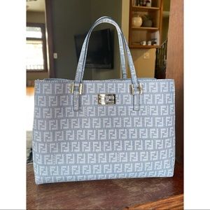 Baby Blue Fendi Monogram Tote Bag